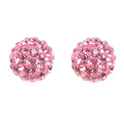 Sterling Silver Pink Crystal 6Mm Post Earrings