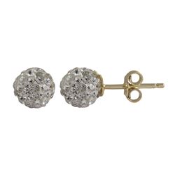 Sterling Silver White Crystal 6Mm Post Earrings