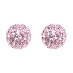 Sterling Silver Light Pink Crystal 8Mm Post Earrings