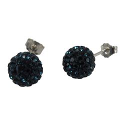 Sterling Silver Midnight Blue Crystal 8Mm Post Earrings