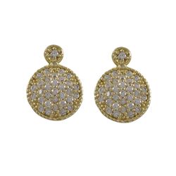 Gold Plated Sterling Silver CZ Post Earrings, 0.63"