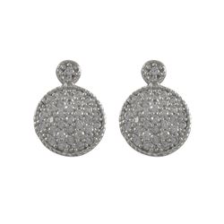 Rhodium Plated Sterling Silver CZ Post Earrings, 0.63