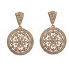 Image 1 : Rose Tone Sterling Silver CZ Circle Post Earrings With Flower Design- 1.26