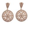 Image 2 : Rose Tone Sterling Silver CZ Circle Post Earrings With Flower Design- 1.26