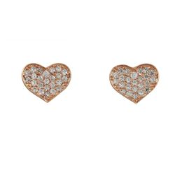 Rose Gold Over Sterling Silver Heart Stud Earrings With Czs