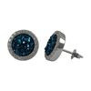 Image 2 : Rhodium Plated Sterling Silver, 11Mm Round Circle, Blue 8Mm Druzy Natural Stone With CZ Border, Post