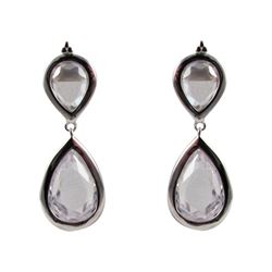 Sterling Silver Wht CZ Teardrop Earring