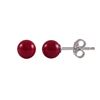 Image 1 : Red 5Mm Ball On Rhodium Plated Sterling Silver Post Stud Earrings