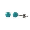 Image 1 : Turquoise 6Mm Ball Stud On Rhodium Plated Sterling Silver Post Earrings