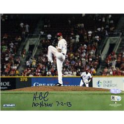 Homer Bailey Cincinnati Reds Pitching No-Hitter Against Giants Signed Horizontal 8X10 Photo W/ No Hi