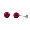 Image 1 : Red 7Mm Ball On Rhodium Plated Sterling Silver Post, Stud Earrings