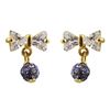 Image 1 : Sterling Silver CZ Bow With Hanging Crystal Ball
