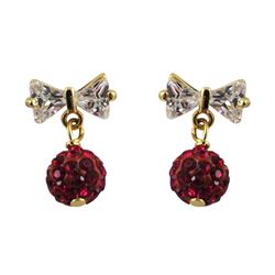 Sterling Silver CZ Bow With Hanging Crystal Ball