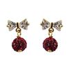 Image 1 : Sterling Silver CZ Bow With Hanging Crystal Ball