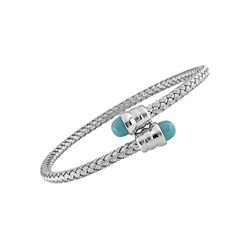AVG-58MM SS WEAVE TEXTURE SPLIT BANGLE W/TQ END CA - Size AVG (#4266TQ)