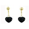 Image 1 : Sterling Silver-Gold, Navy Shamballa Heart Earrings