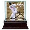 Image 1 : Joe Mauer Swinging Background Glass Single Baseball W/ Authentic Target Field Dirt