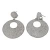 Image 1 : Sterling Silver Double Circle Post Clip Earrings, White Czs Pave, 43Mm Long