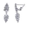 Image 1 : Rhodium Plated Sterling Silver, CZ Double Cluster Post Clip Earrings, 34Mm