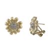 Image 1 : 925 Sterling Silver, Two Tone, Clip Post Flower Earrings With White Czs, 16Mm
