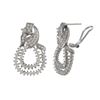 Image 1 : Rhodium Plated Sterling Silver, CZ Post Clip Earrings, 1.06