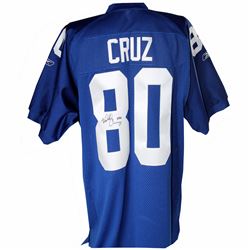Victor Cruz Signed On Field Blue Giants Jersey (Signed On Back)
