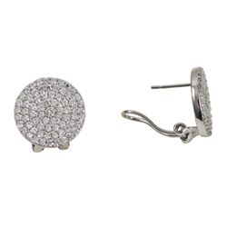 Sterling Silver 16Mm Round CZ Post Clip Earrings