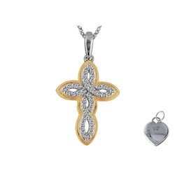 TT STERLING SILVER PINK GOLD PLATED DIAMOND CROSS PENDANT (#8358D)