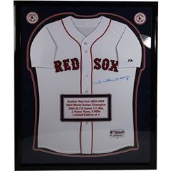Johnny Damon Signed And Elite Framed White Red Sox Jersey W/ Embroidered Stats (LE/5)