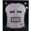 Image 1 : Johnny Damon Signed And Elite Framed White Red Sox Jersey W/ Embroidered Stats (LE/5)