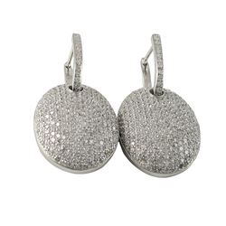 Sterling Silver Pave CZ Oval Earrings