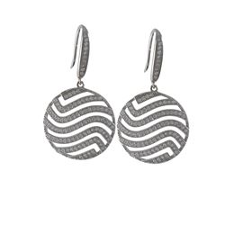 Sterling Silver 23Mm Round CZ Fish Hook Earrings- 1.69