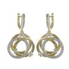 Image 2 : Sterling Silver Two Tone Matte Gold Open Circles With CZ Earrings -1.38