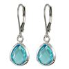 Image 1 : Sterling Silver Aqua 8X10 Teardrop Lever Back Earrings 30M Long