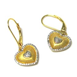 Sterling Silver Vermail CZ Heart Earring