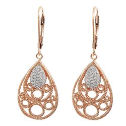 Sterling Silver Rose Gold CZ Earrings