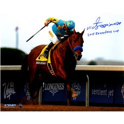 Victor Espinoza Signed 2015 Breeders Cup At Keeneland 8X10 Photo W/ "2015 Breeders Cup" Insc.