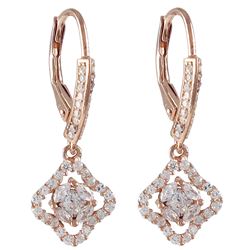 Sterling Silver Rose Gold Plated CZ Wire Earrings