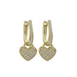 Gold Plated Sterling Silver CZ Heart Lever Back Earrings Dimensions: 21.25Mm Long X 9.1Mm Wide X 2.2