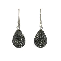 Sterling Silver 9X12mm Grey Crystal Teardrop Earrings