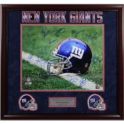 NY Giants Greats Multi Signed "Helmet" 16X20 Photo (16 Sig) Elite Framed