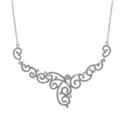 Rhodium Plated Sterling Silver CZ Necklace -16" 2"