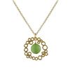 Image 1 : Green Aventurine 10Mm Round Semi Precious Stone In Gold Plated Brass Filigree Pendant, 1.08",  On Go