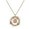 Image 1 : Rose Quartz 10Mm Round Semi Precious Stone In Gold Plated Brass Filigree Pendant, 1.08",  On Gold Pl