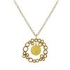Image 1 : Yellow 10Mm Round Semi Precious Stone In Gold Plated Brass Filigree Pendant, 1.08",  On Gold Plated 