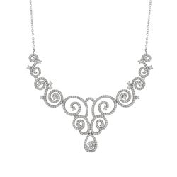 Rhodium Plated Sterling Silver CZ Necklace- 16" 2"