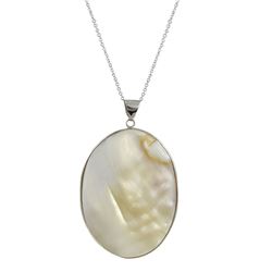 Sterling Silver Chain Oval Mother Of Pearl Necklace