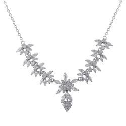 Sterling Silver, White CZ, Holiday Necklace