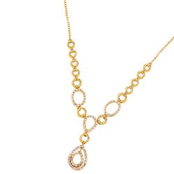 Sterling Silver Gold Plated White CZ Necklace