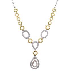 Sterling Silver Tri Color White CZ Necklace